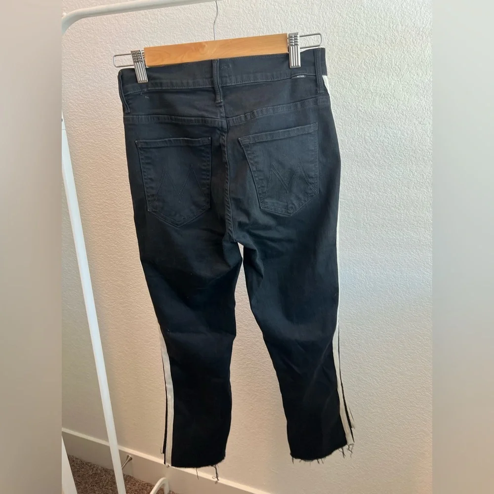 Mother Insider Striped Crop Step Hem Fray Jeans in Guilty Racer - Picture 4 of 5